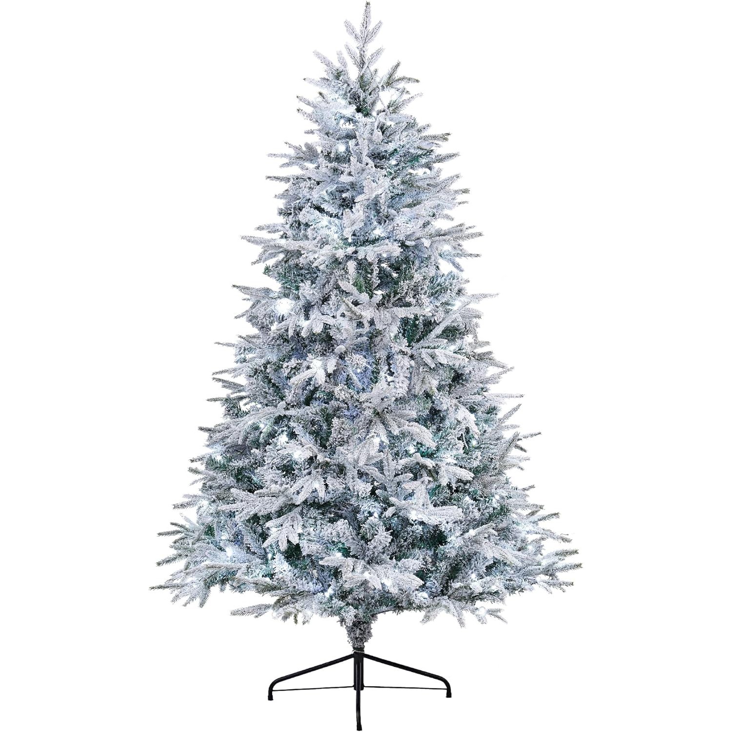 4ft/5ft/6ft/7ft Pre-Lit Snow Flocked Artificial Christmas Tree with LED Lights 2