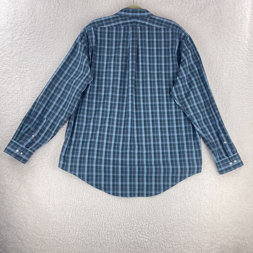 Lands' End Blue Plaid Button-Up Tailored Fit Shirt Men Long Sleeve Size XXL - Picture 11 of 13