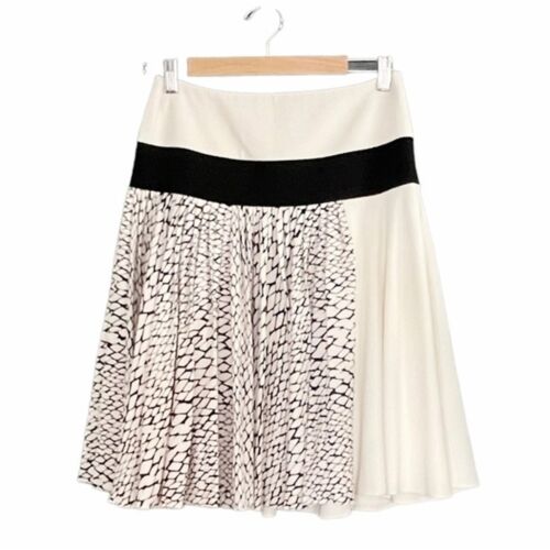 Bouchra Jarrar Couture Skirt Pleated Mixed Print Winter White & Black EU Size 38 - Imagen 1 de 10
