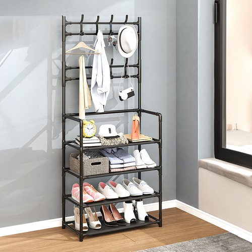Standing 3/4/5 Tiers 8 Hooks Coat Hat Stand Metal Shoe Rack Hanger Display Shelf eBay