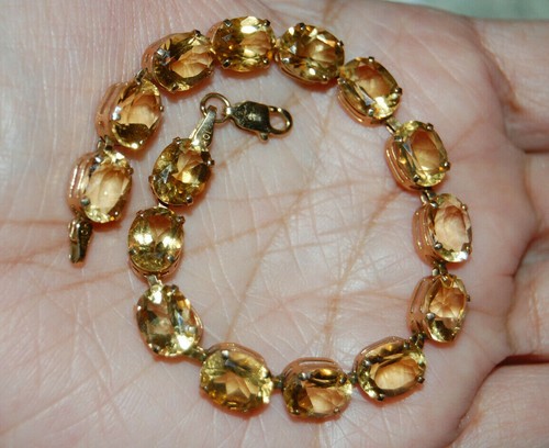 CID 10K Solid Yellow Gold Tennis Bracelet Citrine Gemstone Of Prosperity 9mm - Picture 5 of 10
