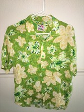 MENS JAMS WORLD VINTAGE LIME GREEN RAYON HAWAIIAN ISLAND ALOHA SHIRT SIZE L 46"