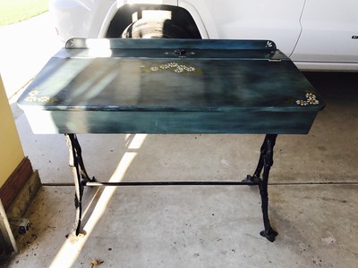 Painted Vintage Wood Cast Iron School Desk Ebay