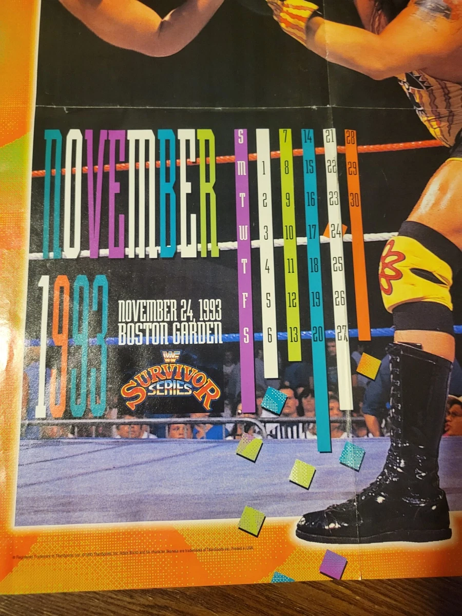 VINTAGE WWF NOVEMBER 1993 ADAM BOMB MAGAZINE POSTER/ CALENDAR 21X16 | eBay