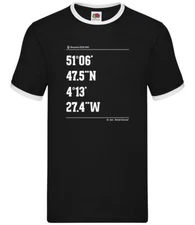 Surfing Coordinates Saunton Sands - Mens Ringer - Sands Surfer Surf Board
