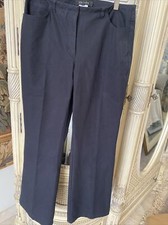 Escada Navy pants slimming strechy cotton SZ 42/USA 12 Straight Leg Pockets