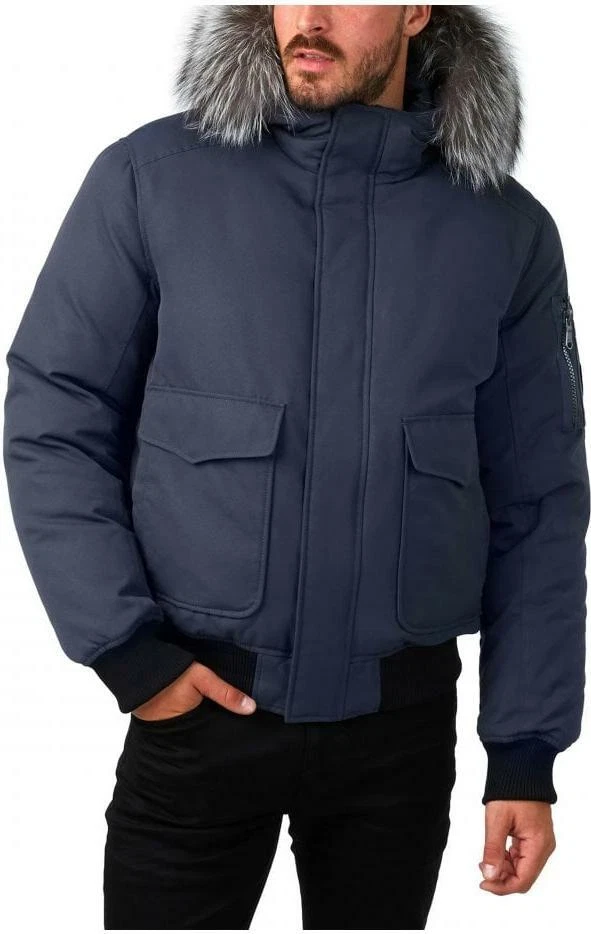 Pajar Lucas Mens Bomber Real Fur Trim Hood Graphite Exculsive