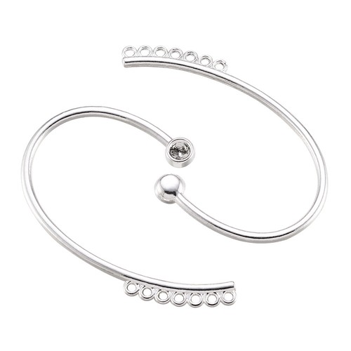 40pcs Silver Tone Brass Earcuff Cuff Earring Findings Dangle Hang Hole 56x36mm - Picture 5 of 9