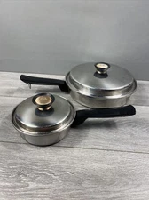 Duncan Hines Cookware 4 pc Vintage 2 Pots/Lids 18-8 Regal Ware Stainless Steel