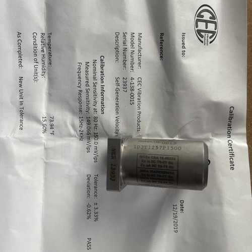 NEW CEC VELOCITY SENSOR - CEC 4-138-0015 150 mV/ips - Bild 1 von 4