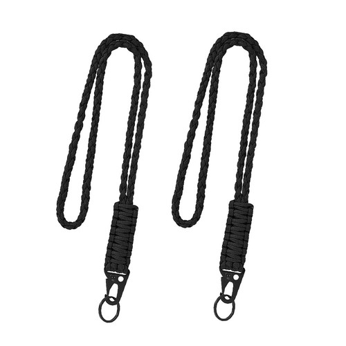 2Pcs Heavy Duty Paracord Lanyard Necklace Whistles Strap Braided 550 Keychain US - Picture 13 of 18