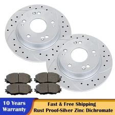 260mm Rear Drilled Slotted Rotors and Brake Pads Kits for Honda Accord Acura TSX