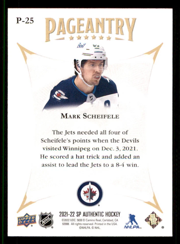 2021-22 SP Authentic Pageantry #P25 Mark Scheifele - Image 2 of 2