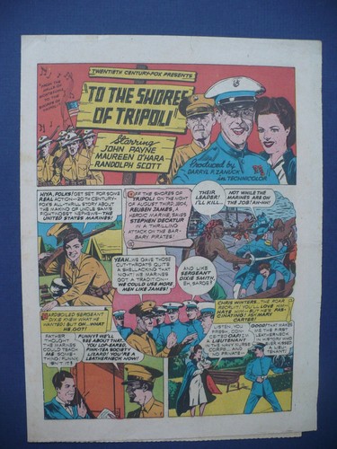 1942 SHORES TRIPOLI JOHN PAYNE MAUREEN O'HARA MOVIE FILM ADVERTISEMENT FLYER