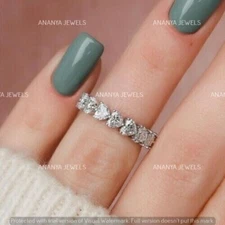 Moissanite 3.00 CT Heart Cut Full Eternity Wedding Ring Band 925 Sterling Silver