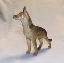 Vintage plastic dog figurine German Shepherd GSD flocked finish china rubber