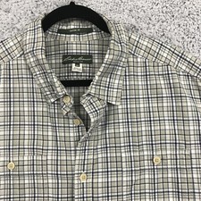 Eddie Bauer Shirt Mens 2Xl Button Up Long Sleeve Gray Plaid