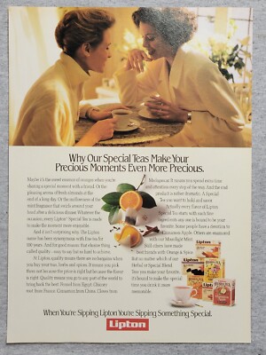 1990 Magazine Advertisement Page Lipton Herbal Tea Cinnamon Apple Print Ad