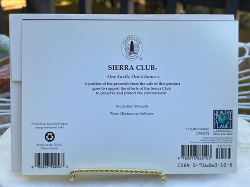 Vintage Sierra Club Grizzly Bear Silhouette Blank Healthy Planet Greeting Card - Picture 3 of 3