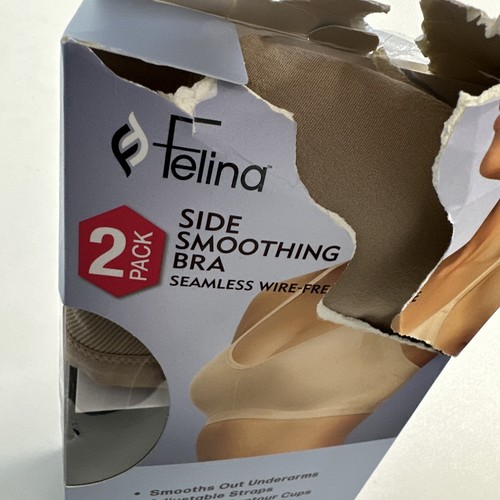 Felina Side Smoothing Bra 2-PACK Adj. Straps NEW/Ripped Box OPENED/unfold SMALL - Picture 17 of 17