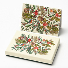 Paper Source Watercolor Birds Holiday Cards Set of 12