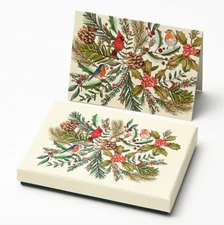 Paper Source Watercolor Birds Holiday Cards Set of 12