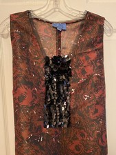 Vera Wang Simply Vera Wang Womens Sequin Floral Print Dress NWT L Large