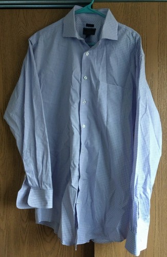 JoS. A. BANK RESERVE Egyptian Cotton Button Up Shirt 16-1/2 36 Check NO WRINKLES