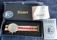 Rare Stauer Multi Color Precision Chronograph Blued Hands NATO Strap Box/Papers