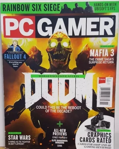 PC Gamer November 2015 Doom Mafia 3 Star Wars Fallout 4 FREE SHIPPING CB