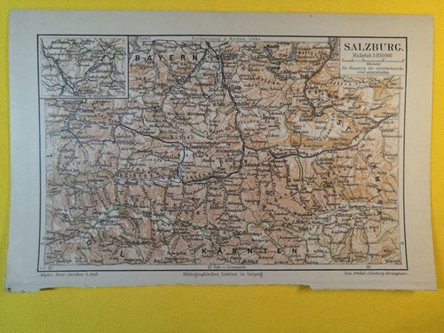 1907 Salzburg Austria Antique Geographical Map Province Germany Duchy Alps C20-2 - Picture 2 of 3