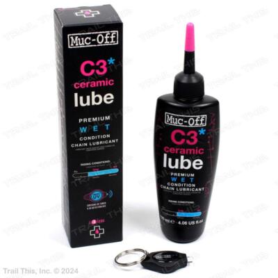 Muc-Off C3 Ceramic Premium Wet 4.1oz (120ml) Bike Chain Lubricant with UV Light
