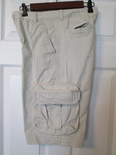 Boys Faded Glory cargo Shorts Size 16 29.5" waist adjustable Cream/Khaki