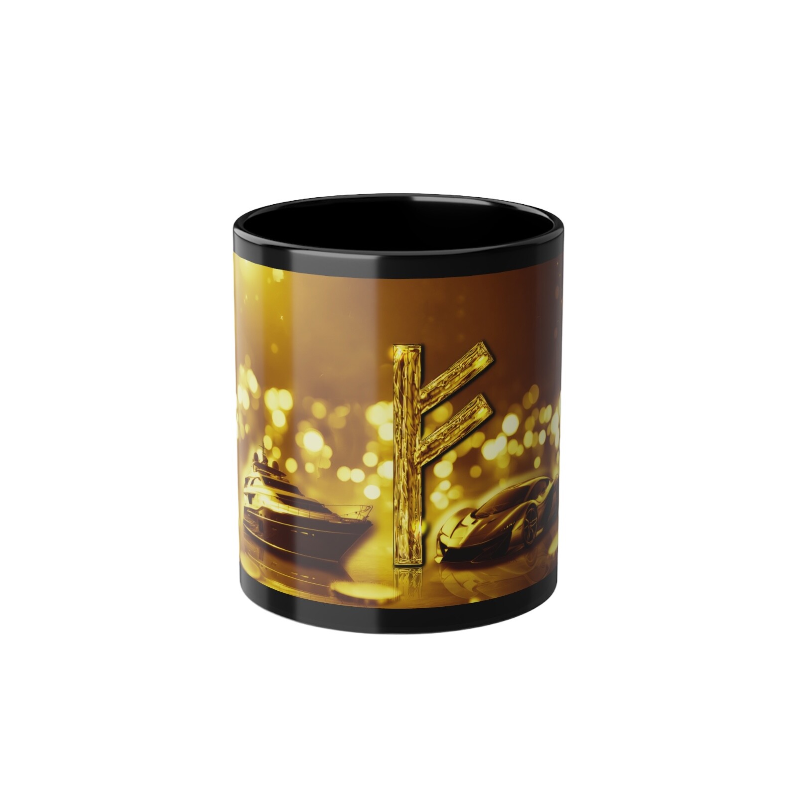 Tasse avec motif Rune Futhark FEHU pour pause thé et bureau nordique
