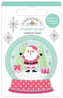 Doodlebug Stickers Shaker-Pop 3D Merry Little Christmas Snow Globe Santa Claus