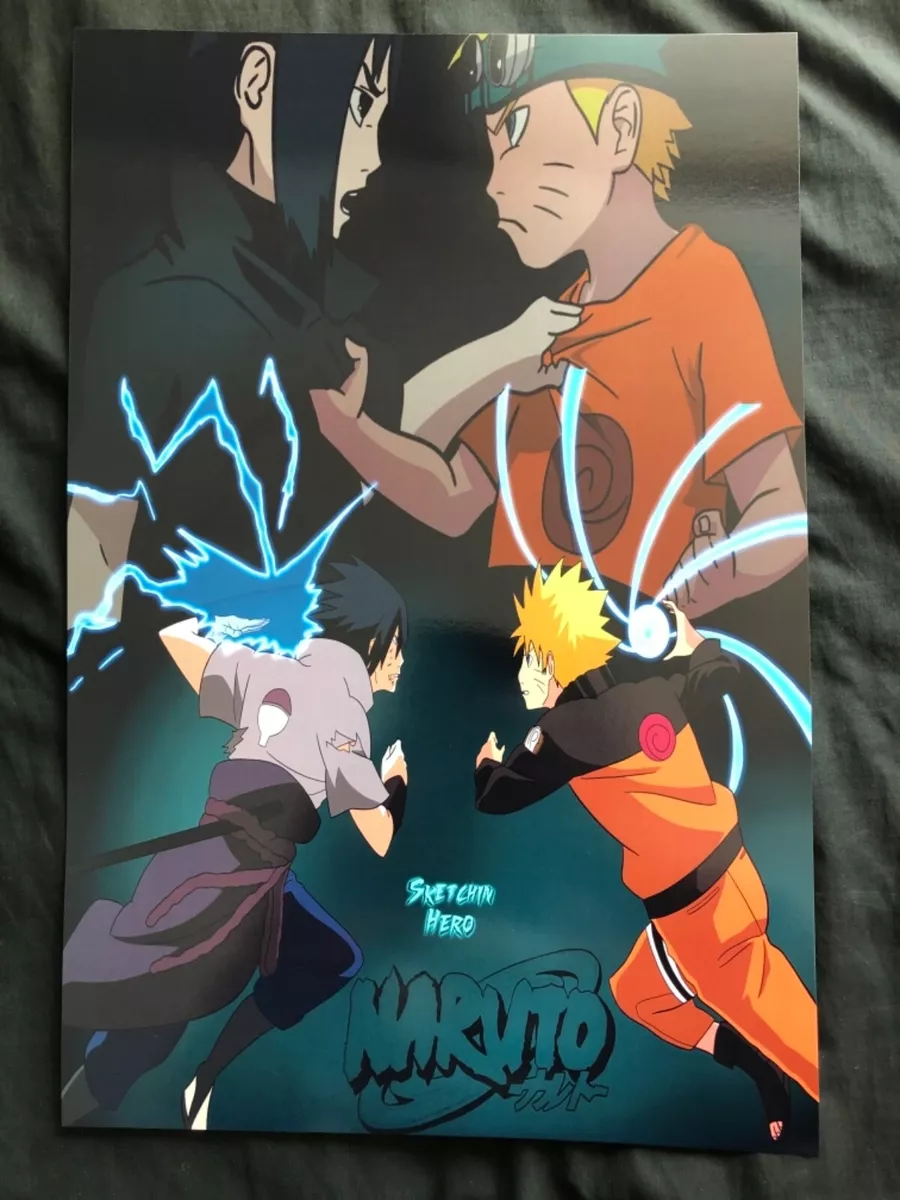 naruto wall art poster print naruto vs sasuke 12x18 naruto