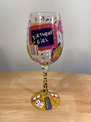 Lolita Geburtstag Mädchen Weinglas handbemalt Geschenk Bling gelb rosa lila - Bild 3 von 10