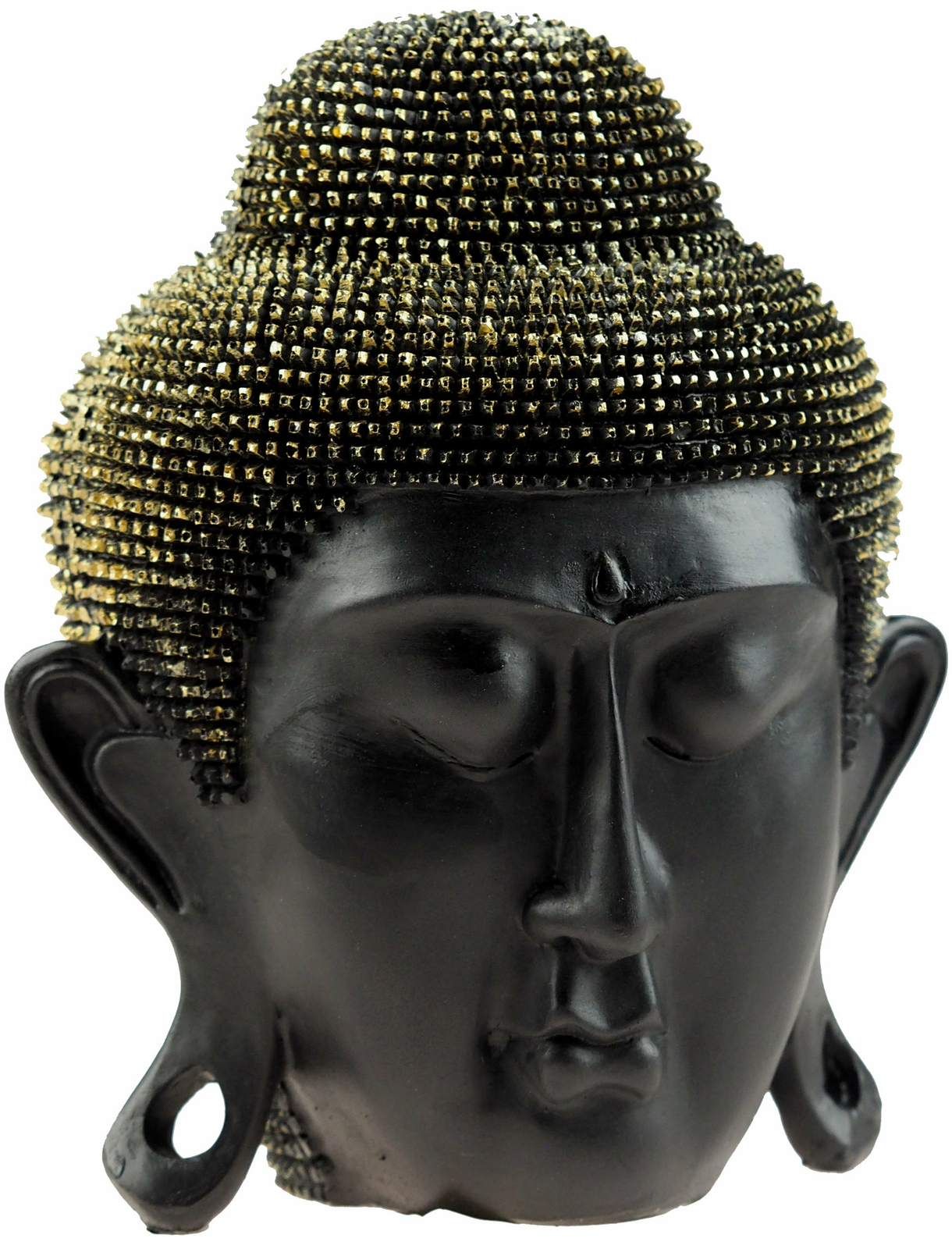 17cm Black Gold Thai Buddha Head Ornament