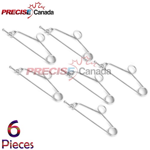 6 Mayo Safety Pin Mayo Instruments Holder 5.5" For Holding Ring Handle Forceps - Foto 2 di 2