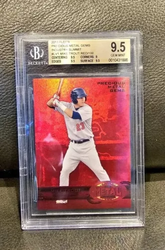 2013 FLEER RETRO MIKE TROUT PMG PRECIOUS METAL GEMS RED #/100 SSP HOF BGS 9.5 