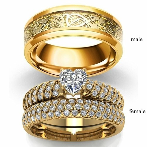 Anillos Sortijas Argolla de Compromiso Matrimonio Oro Boda Para Hombre Mujer eBay