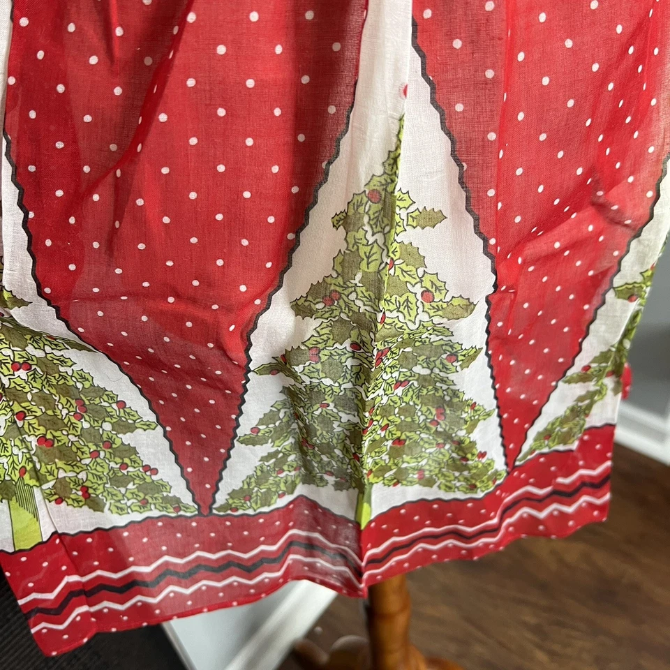Vintage Red & Green Polka Dot Christmas Tree Apron - Image 3 of 4
