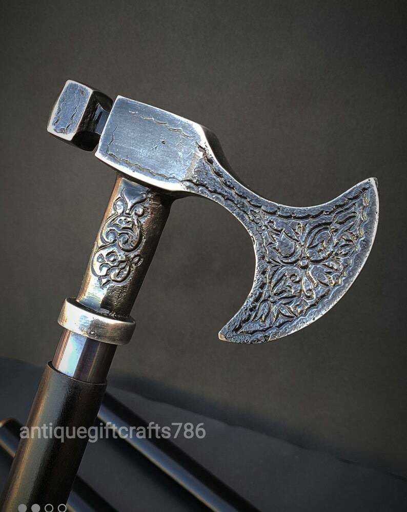 Walking Stick Handmade Solid Antique  Axe Walking… - image 6