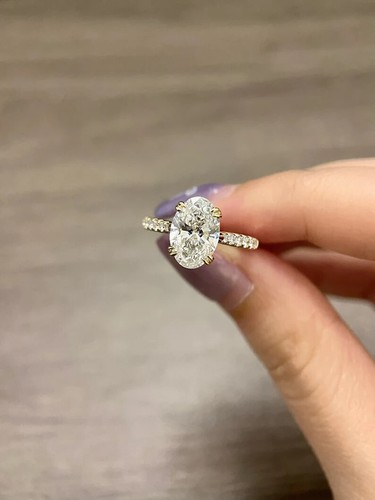 14k Yellow Gold 2.30TCW Oval Cut Lab Grown Diamond Certified Ring For New Year - Picture 5 of 16