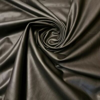  Schwarz Uni Leder Look Glanz PVC Latex Satin Kleid Handwerk Stoff 44''