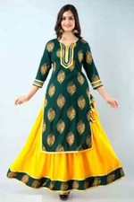 Women Designer Party Wear Rayon Kurta Skirt Set Indian Salwar Kameez Kurti Dress