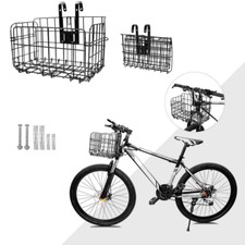 1 Pcs Folding Front Rear Bike Basket, Wire Mesh Fold-Up Detchable Front Basket