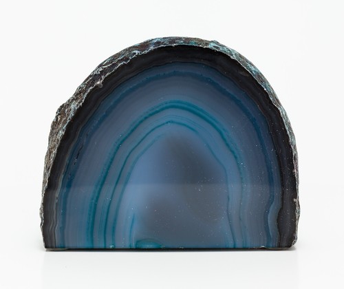 Polierte Achat Geode Ende Halb Platte Scheibe Blau Kristall Quarz 1,59 Pfund H2224 - Bild 1 von 11