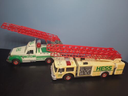 Lot of 2 1989 Hess Fire Truck Bank and 1994 Hess Rescue Truck