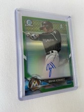 👉Brayan Hernandez 2018 1st Bowman Chrome GREEN On-Card RC Auto! 88/99! 🔥